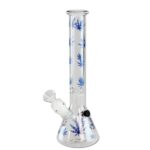 Bong in cristallo Ice Blue Leaves da 25 cm.