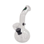 Bong in cristallo Mini Leaf verde e nero 13 cm.
