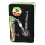 Set bong in cristallo con macinino e pulitore per pipa, 18 cm, mod. 3