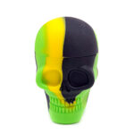 Flaconcino in silicone da 25 ml Teschio nero, verde e giallo, 35x55 mm. Confezione da 10 u.