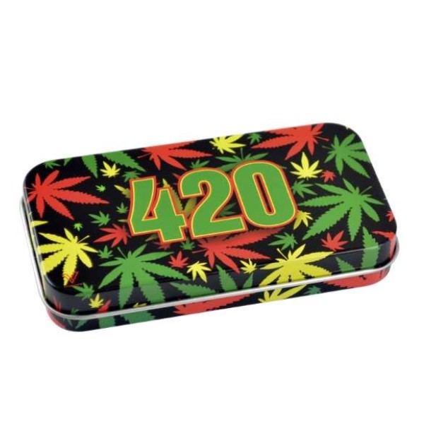 Caja-Metal-420-Rasta-Leaves.jpg Scatola metallica 420 Rasta Leaves - immagine 1