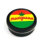 Scatola metallica rotonda Leaf Rasta Marijuana