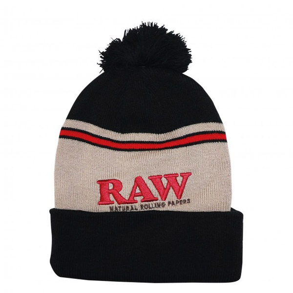 Gorro-Nieve-Raw-Pom-Pom-Black-Brown.jpg Cappellino da neve Raw con pompon nero e marrone - immagine 1