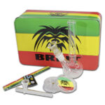 Set bong in cristallo con macinino e pulitore per pipa, 18 cm, mod. 3 - immagine 2
